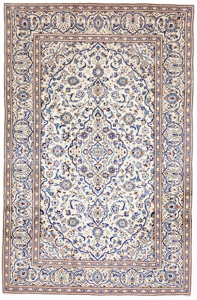 Tappeto Kashan Persia Medaglione Crema Blu 200x305 Cm