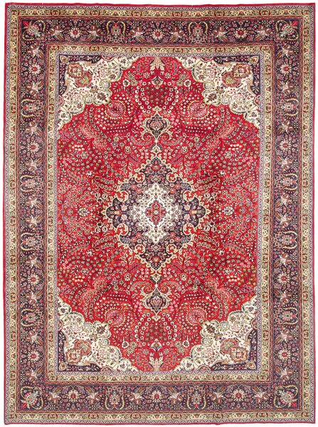 Tappeto Tabriz Persia Medaglione Rosso Nero 252x340 Cm