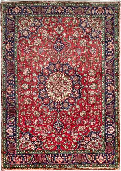 Tappeto Tabriz Persia Medaglione Rosso Blu 204x278 Cm