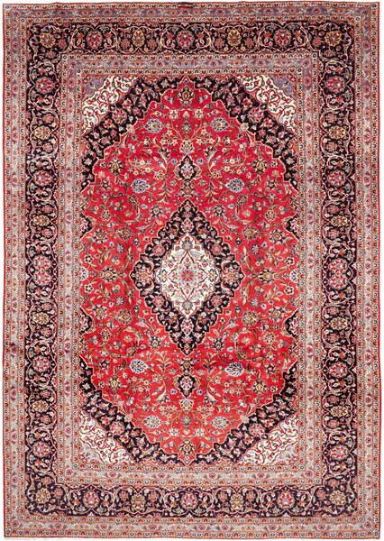 Tappeto Ardakan Persia Medaglione Rosso Nero 253x366 Cm
