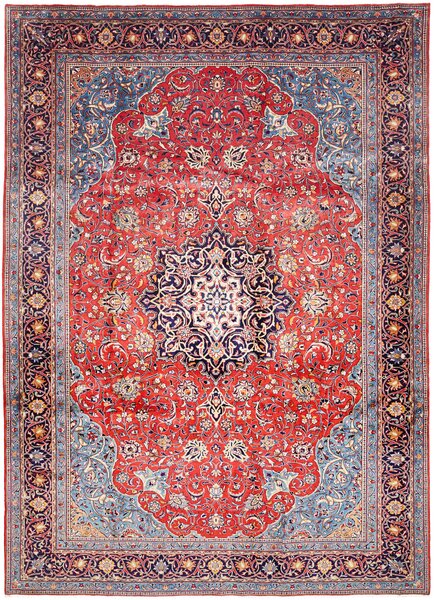 Tappeto Sarough Persia Medaglione Rosso Blu 255x350 Cm