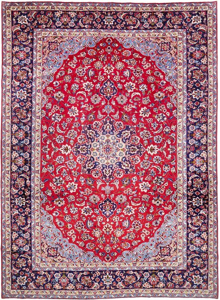 Tappeto Nadjafabad Persia Medaglione Rosso Blu Crema 290x401 Cm
