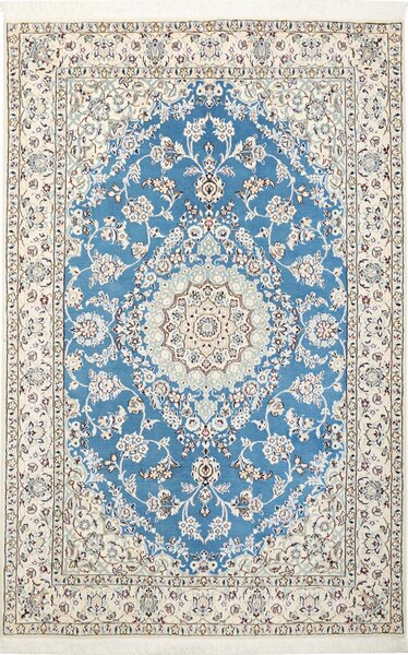 Tappeto Nain 9la Persia Medaglione Azzurro Avorio 132x205 Cm