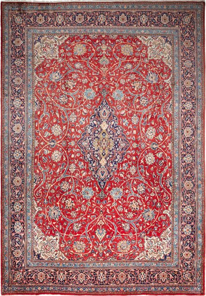 Tappeto Sarough Persia Medaglione Rosso Blu 260x375 Cm