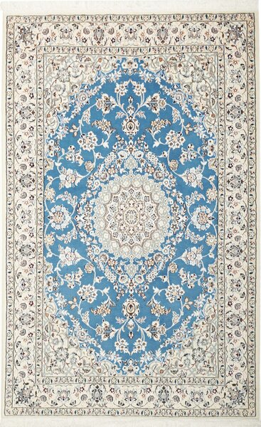 Tappeto Nain 9la Persia Medaglione Azzurro Avorio 130x206 Cm