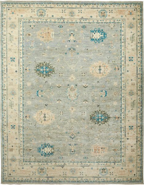 Tappeto Malka Pakistan Floreale Azzurro Beige 243x311 Cm