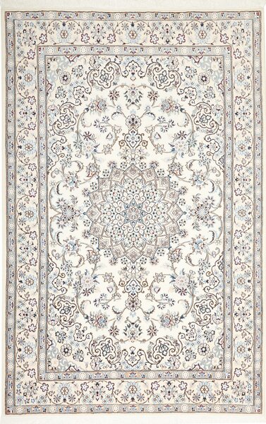 Tappeto Nain 9la Persia Medaglione Avorio Azzurro 145x222 Cm
