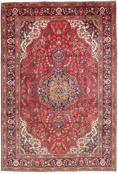 Tappeto Tabriz Persia Medaglione Rosso Blu 230x338 Cm
