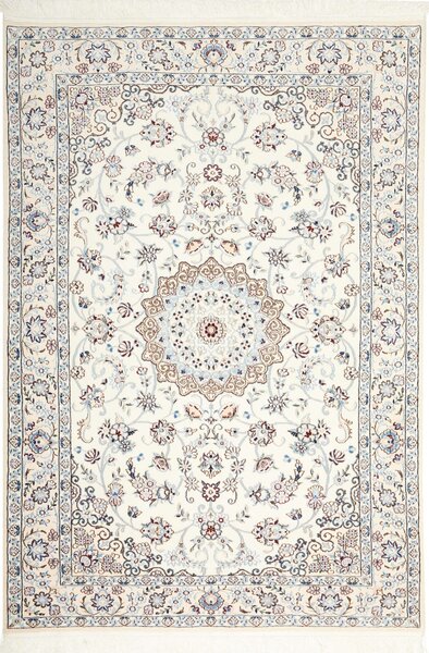 Tappeto Nain 9la Persia Medaglione Avorio Blu 138x198 Cm