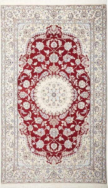 Tappeto Nain 9la Persia Medaglione Bordeaux Crema 150x256 Cm