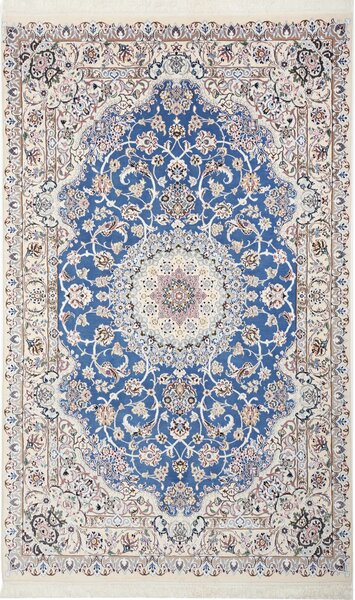 Tappeto Nain 9la Persia Medaglione Blu Avorio 148x243 Cm