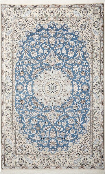Tappeto Nain 9la Persia Medaglione Blu Crema 158x255 Cm