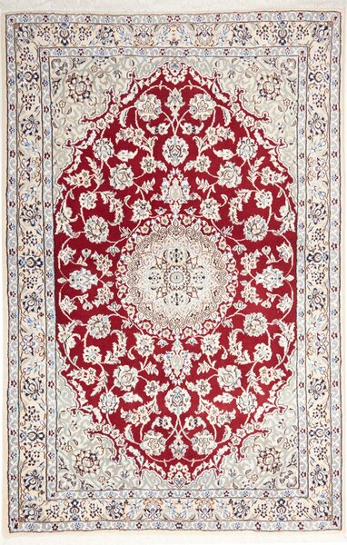 Tappeto Nain 9la Persia Medaglione Rosso Crema 130x200 Cm