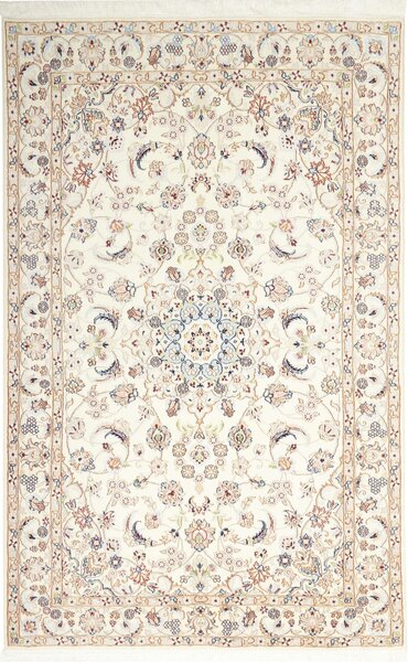 Tappeto Nain 9la Persia Medaglione Avorio Blu 133x212 Cm