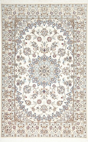 Tappeto Nain 9la Persia Medaglione Crema Azzurro 132x202 Cm