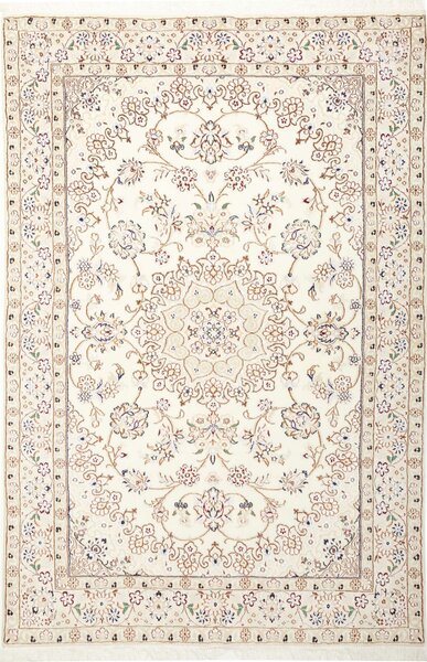 Tappeto Nain 9la Persia Medaglione Avorio Beige 132x203 Cm