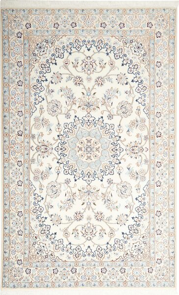 Tappeto Nain 9la Persia Medaglione Crema Blu 136x217 Cm