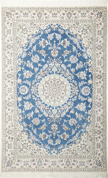 Tappeto Nain 9la Persia Medaglione Blu Crema 128x200 Cm