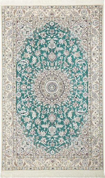 Tappeto Nain 9la Persia Medaglione Smeraldo Crema 130x208 Cm