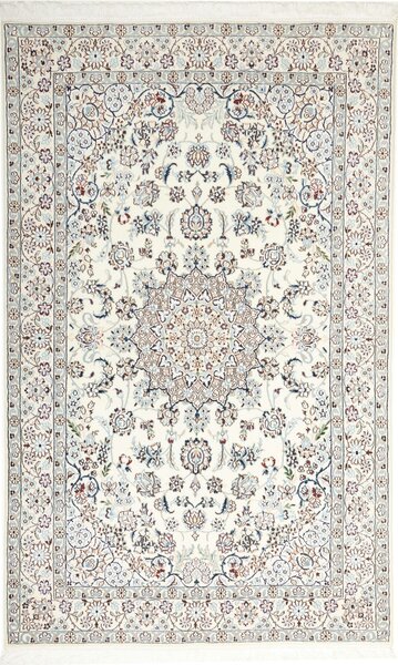 Tappeto Nain 9la Persia Medaglione Crema Azzurro 130x208 Cm