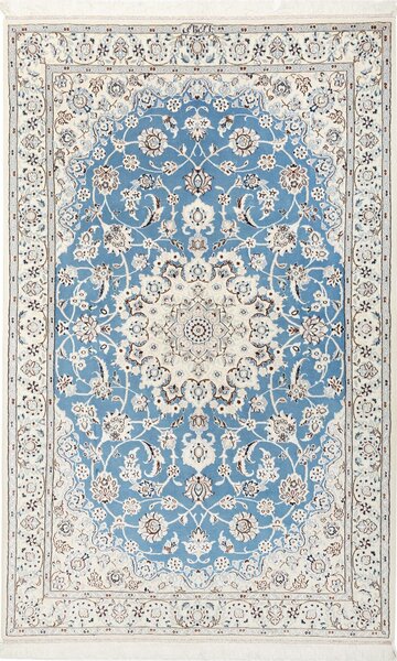Tappeto Nain 9la Persia Medaglione Azzurro Crema 130x207 Cm