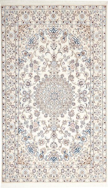 Tappeto Nain 9la Persia Medaglione Avorio Blu 128x215 Cm