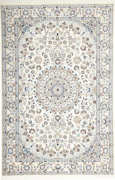 Tappeto Nain 9la Persia Medaglione Avorio Azzurro 135x203 Cm