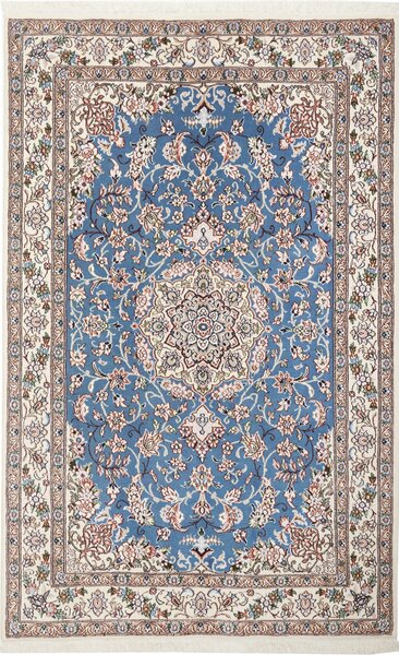 Tappeto Nain 9la Persia Medaglione Azzurro Avorio 124x197 Cm