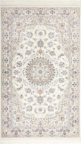 Tappeto Nain 9la Persia Medaglione Crema Azzurro 126x210 Cm