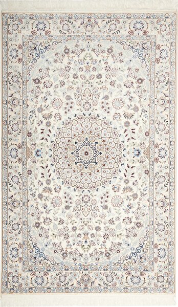 Tappeto Nain 9la Persia Medaglione Avorio Blu 132x214 Cm