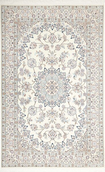Tappeto Nain 9la Persia Medaglione Avorio Blu 132x206 Cm