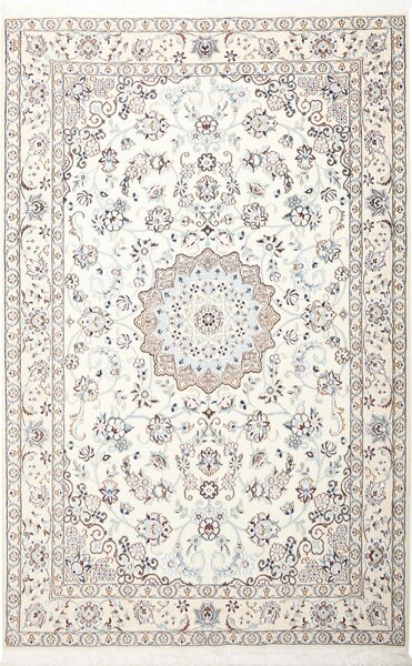 Tappeto Nain 9la Persia Medaglione Crema Azzurro 135x210 Cm