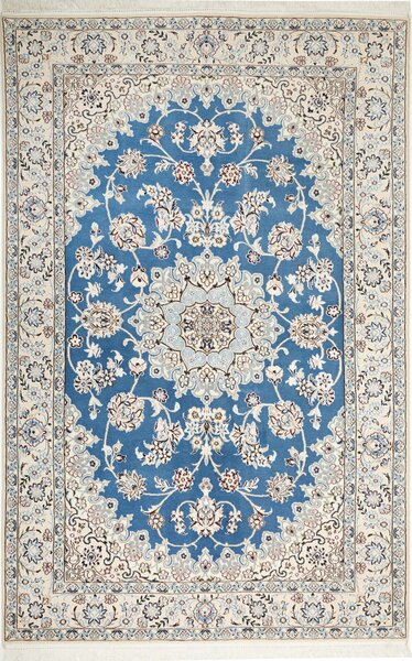 Tappeto Nain 9la Persia Medaglione Blu Crema 137x214 Cm