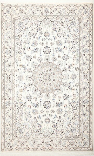 Tappeto Nain 9la Persia Medaglione Bianco Azzurro 170x272 Cm