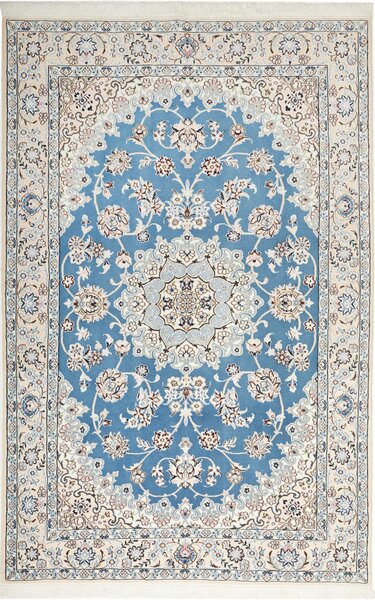 Tappeto Nain 9la Persia Medaglione Azzurro Avorio 140x215 Cm