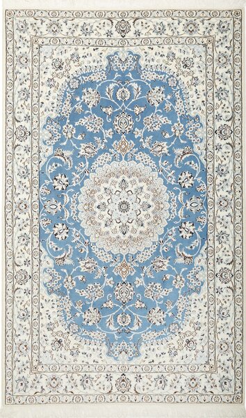 Tappeto Nain 9la Persia Medaglione Azzurro Avorio 135x220 Cm