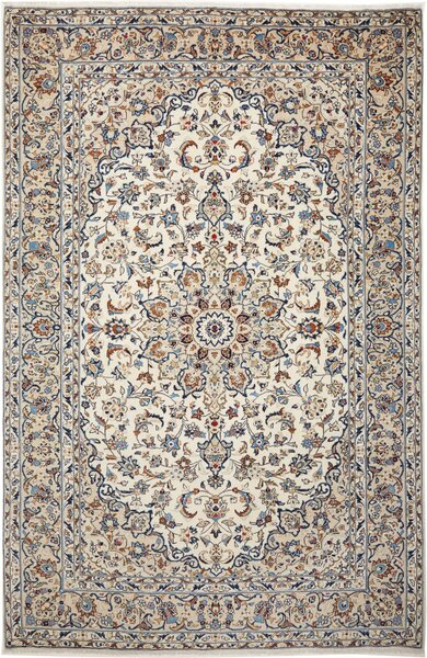 Tappeto Kashan Persia Medaglione Crema Blu 197x300 Cm