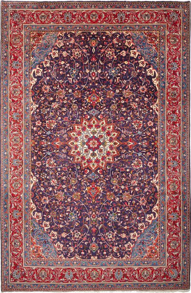 Tappeto Sarough Persia Medaglione Blu Rosso 220x343 Cm