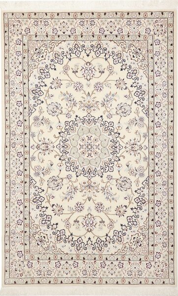 Tappeto Nain 9la Persia Medaglione Avorio Blu 128x205 Cm