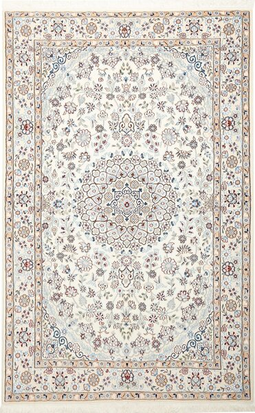Tappeto Nain 9la Persia Medaglione Avorio Celeste 134x210 Cm