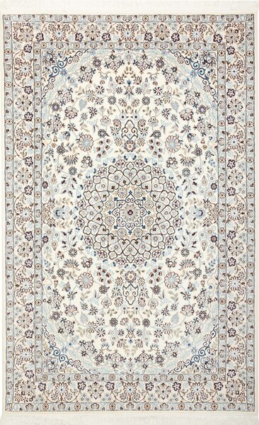 Tappeto Nain 9la Persia Medaglione Crema Azzurro 130x207 Cm