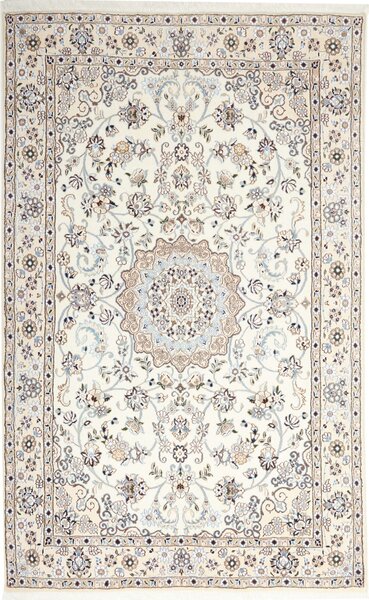 Tappeto Nain 9la Persia Medaglione Avorio Azzurro 133x210 Cm