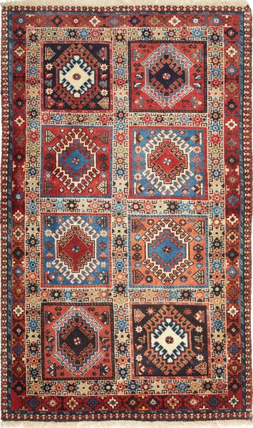 Tappeto Yalameh Persia Geometrico Rosso Blu 78x132 Cm