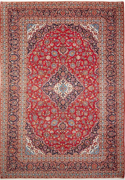 Tappeto Ardakan Persia Medaglione Rosso Blu Scuro 250x356 Cm