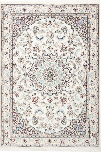 Tappeto Nain 9la Persia Medaglione Crema Azzurro 102x145 Cm