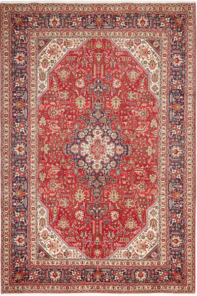 Tappeto Tabriz Persia Medaglione Rosso Blu 200x300 Cm