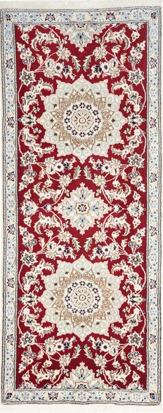 Tappeto Nain 9la Persia Floreale Rosso Rubino Crema 80x200 Cm