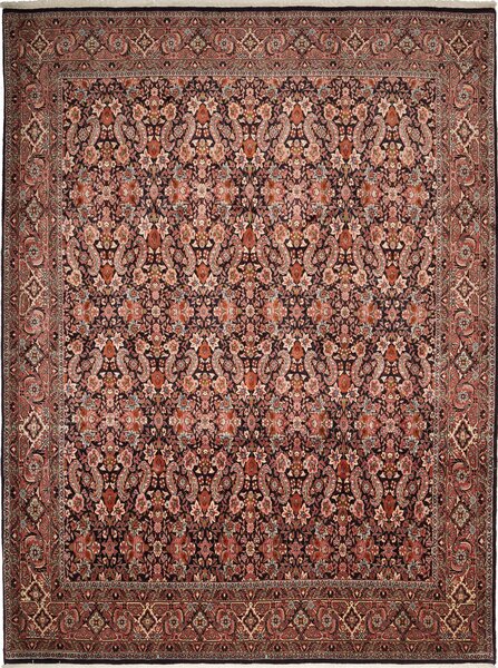 Tappeto Bidjar Persia Floreale Nero Rosso 257x342 Cm