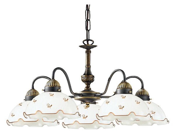 Kolarz 731.85.160 - Lampadario a catena NONNA 5xE27/75W/230V con motivo floreale, finitura oro rosa