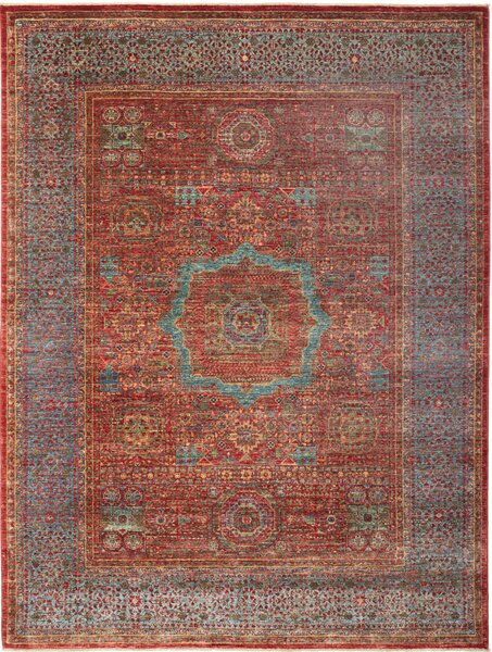 Tappeto Mamlouk Pakistan Geometrico Rosso Azzurro 173x234 Cm
